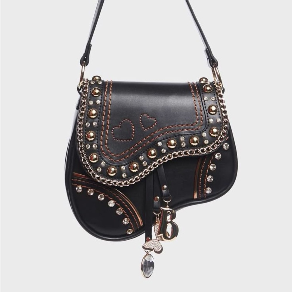 Bratz Dolls Kill licensed black studded saddle handbag